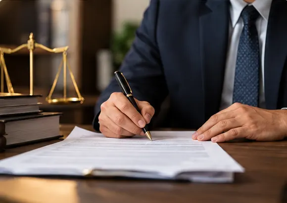 Fotografia ilustrativa de profissional analisando documentos sobre Solicite análise da situação da empresa
